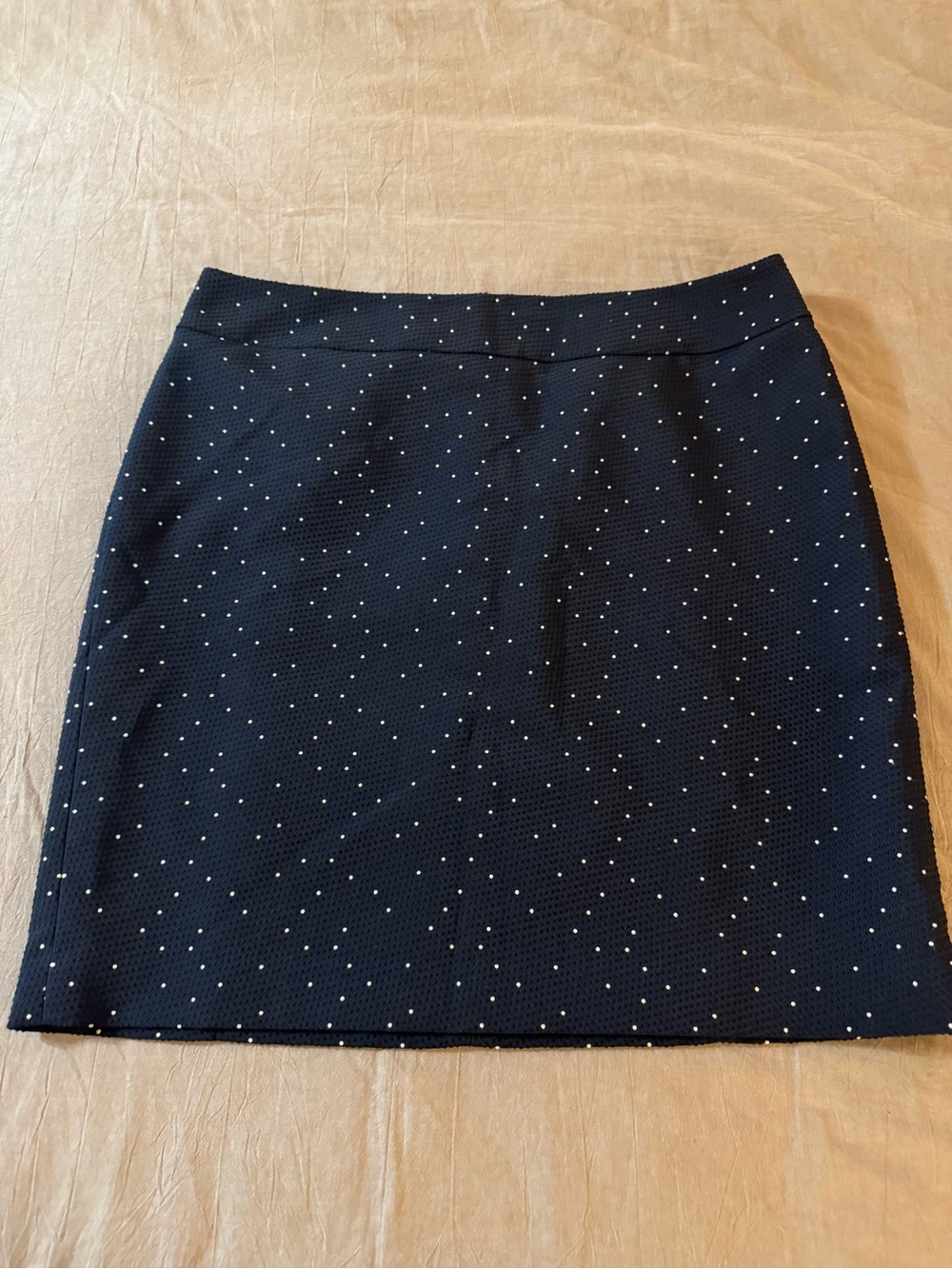 Ann Taylor Textures Navy Mini Skirt with White Micro Dots Size 14
